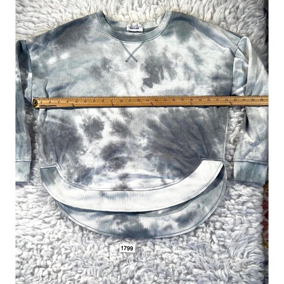 Olive & Oak Womens Sweatshirt Lg Long Sleeve Round Hem Gray White Tie Dye - Picture 3 of 8